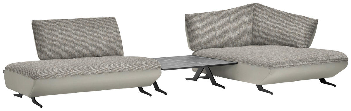 ECKSOFA in Webstoff, Struktur Naturfarben, Sandfarben  - Sandfarben/Anthrazit, Design, Textil/Metall (265/172cm) - Joop!