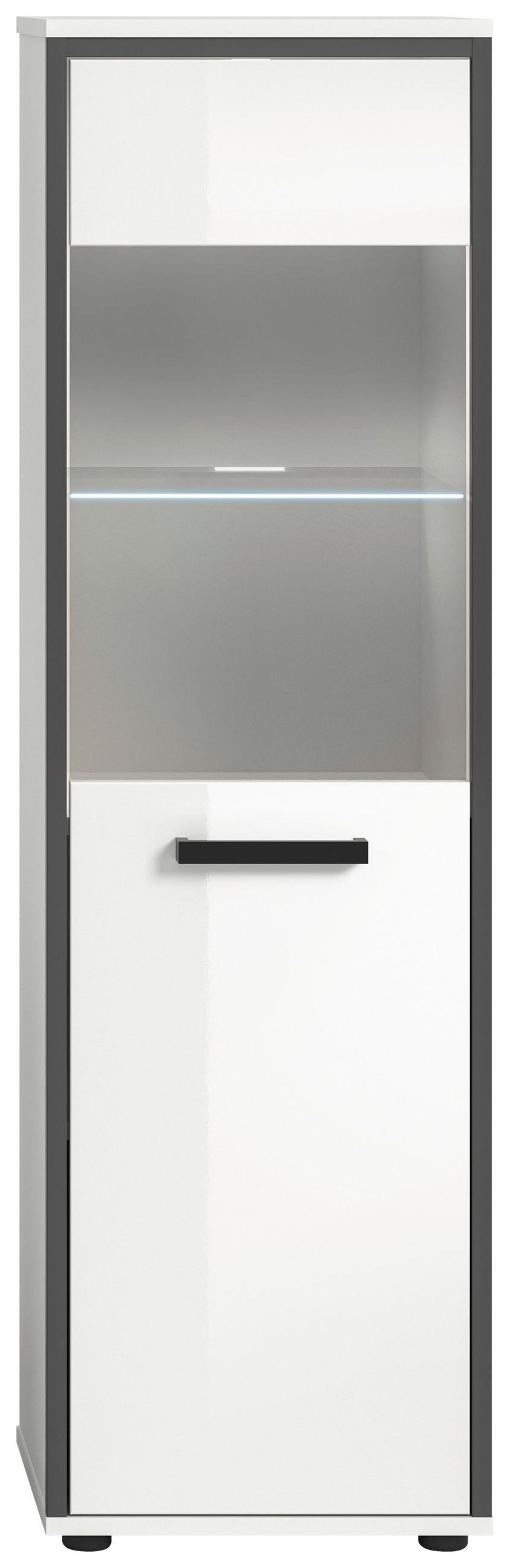 MIDISCHRANK 40/139/34 cm  - Weiß Hochglanz/Schwarz, MODERN, Holzwerkstoff/Kunststoff (40/139/34cm) - MID.YOU