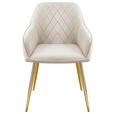 ARMLEHNSTUHL   Samt  - Beige/Goldfarben, Design, Textil/Metall (56/82,5/61,5cm) - Novel