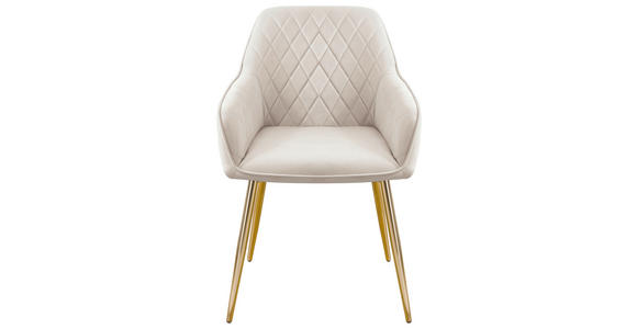 ARMLEHNSTUHL   Samt  - Beige/Goldfarben, Design, Textil/Metall (56/82,5/61,5cm) - Novel