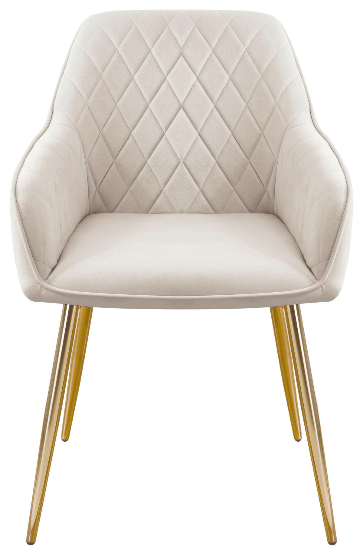 ARMLEHNSTUHL  ,  , Samt  ,  - Beige/Goldfarben, Design, Textil/Metall (56/82,5/61,5cm) - Novel