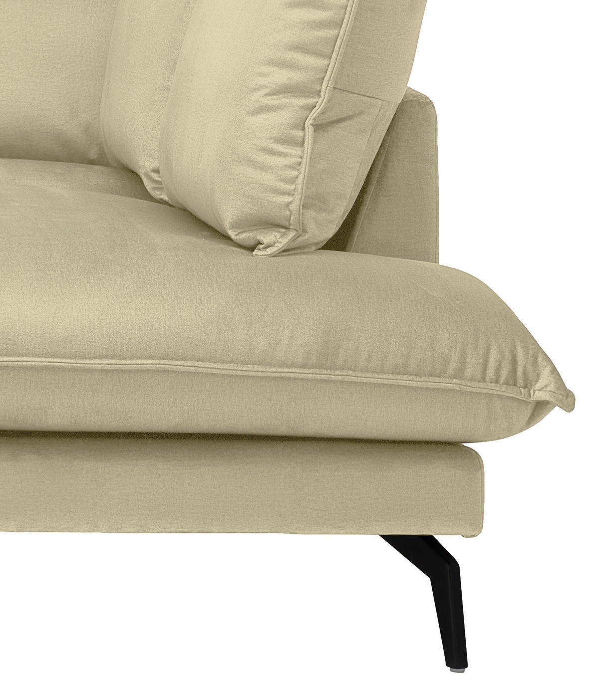ECKSOFA in Samt Beige  - Beige/Schwarz, Design, Textil/Metall (241/200cm) - Carryhome