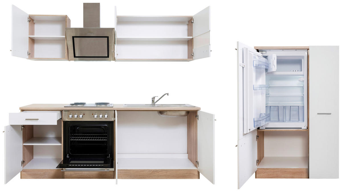 MODULKÖK 300 cm   i vit  - stålfärgad/vit, Basics, metall/trämaterial (300cm) - Respekta