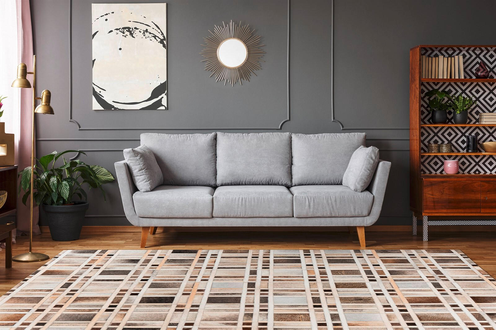 FLACHWEBETEPPICH 120/170 cm Grau  - Grau, Design, Leder (120/170cm) - Novel