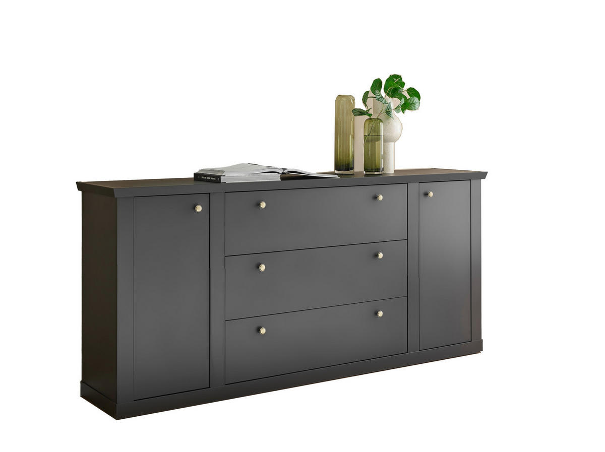 SIDEBOARD  205/92/42 cm 3 Schublade(n)  - Eichefarben/Messingfarben, Design, Holzwerkstoff/Metall (205/92/42cm) - MID.YOU