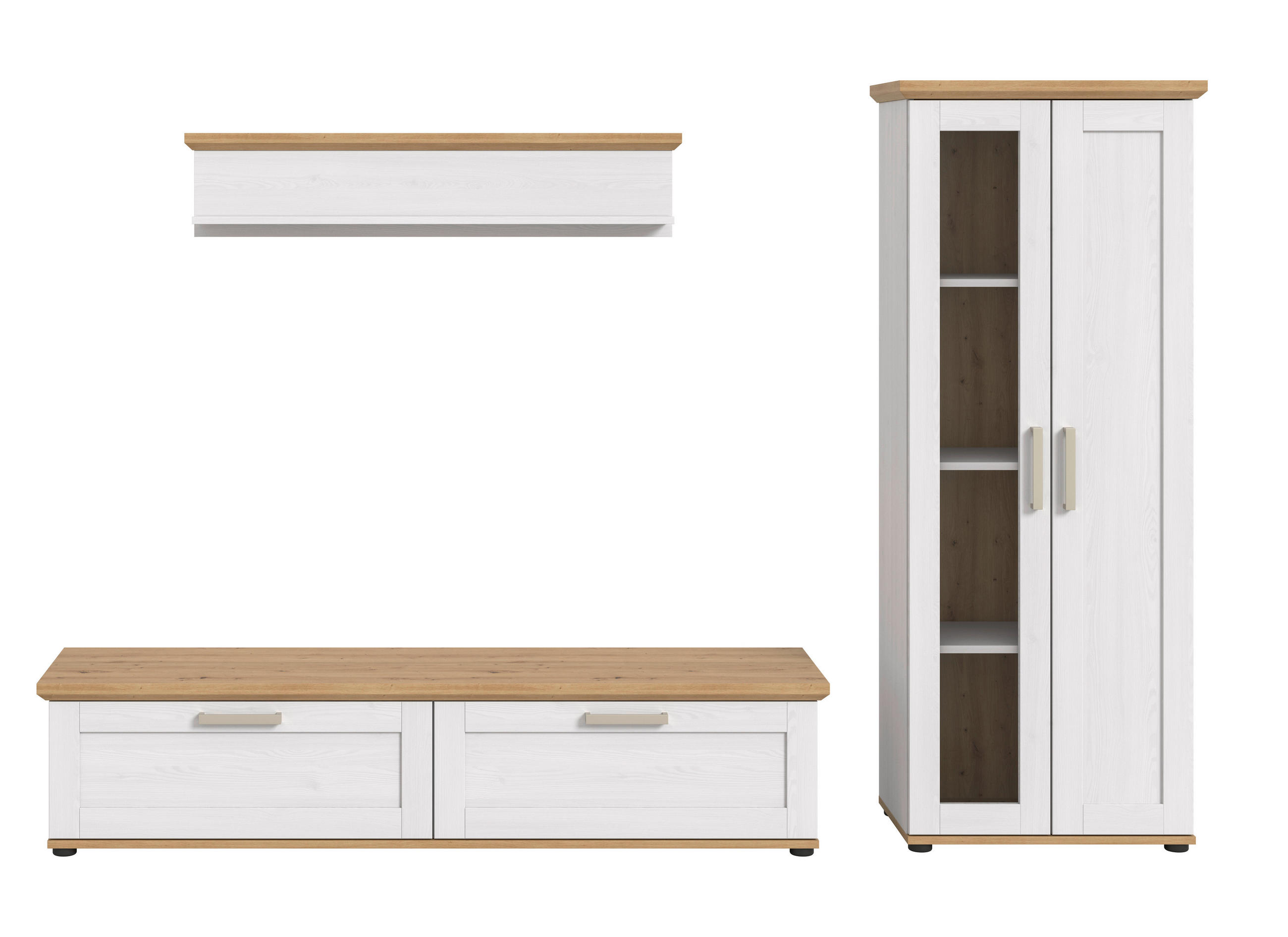 WOHNWAND 3-teilig  in Lärchefarben, Eiche Artisan  240/161/40 cm  - Silberfarben/Lärchefarben, Design, Holzwerkstoff/Kunststoff (240/161/40cm) - Livetastic