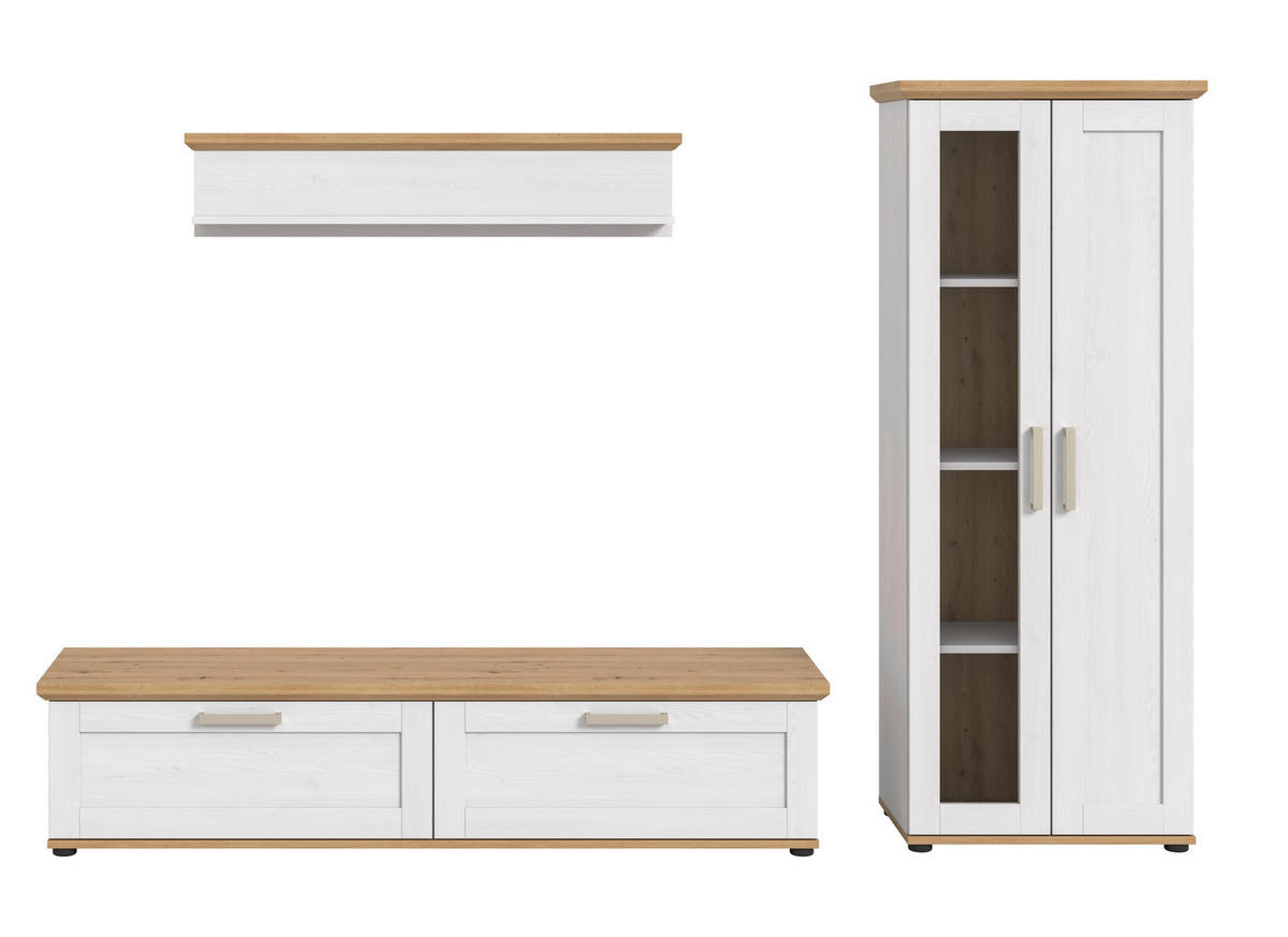 WOHNWAND 3-teilig  in Lärchefarben, Eiche Artisan  240/161/40 cm  - Silberfarben/Lärchefarben, Design, Holzwerkstoff/Kunststoff (240/161/40cm) - Livetastic