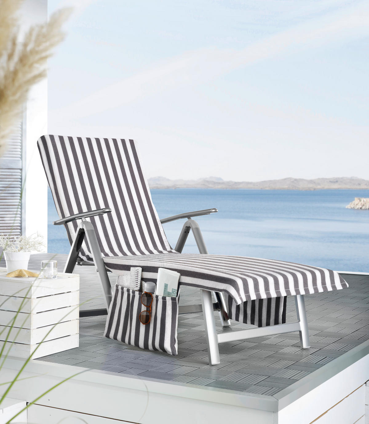 PODLOŽKA NA LEHÁTKO, 70/200 cm - šedá/bílá, Konvenční, textil (70/200cm) - Esposa