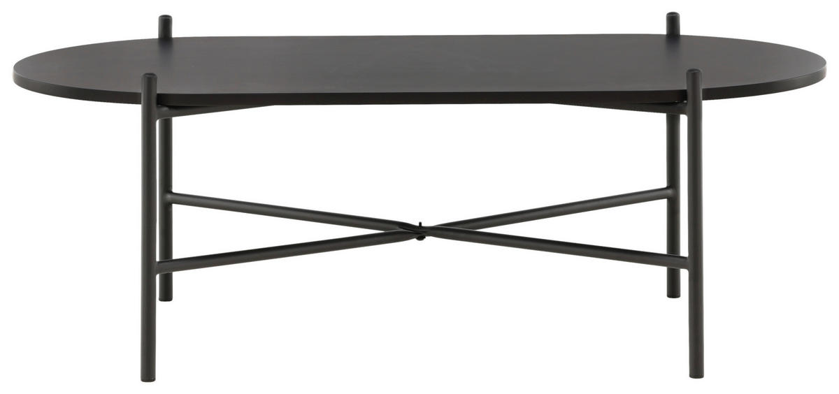 COUCHTISCH 120/60/45 cm oval Schwarz  - Schwarz, Design, Holzwerkstoff/Metall (120/60/45cm) - Livetastic
