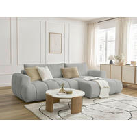 ECKSCHLAFSOFA FUJI Bouclé Hellgrau  inkl.  - Hellgrau/Schwarz, MODERN, Kunststoff/Textil (292/160cm)