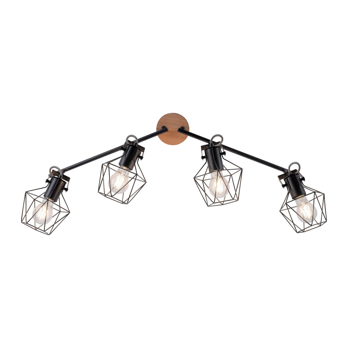 LED-DECKENLEUCHTE 110/109/30,5 cm   - Schwarz, Natur, Holz/Metall (110/109/30,5cm)