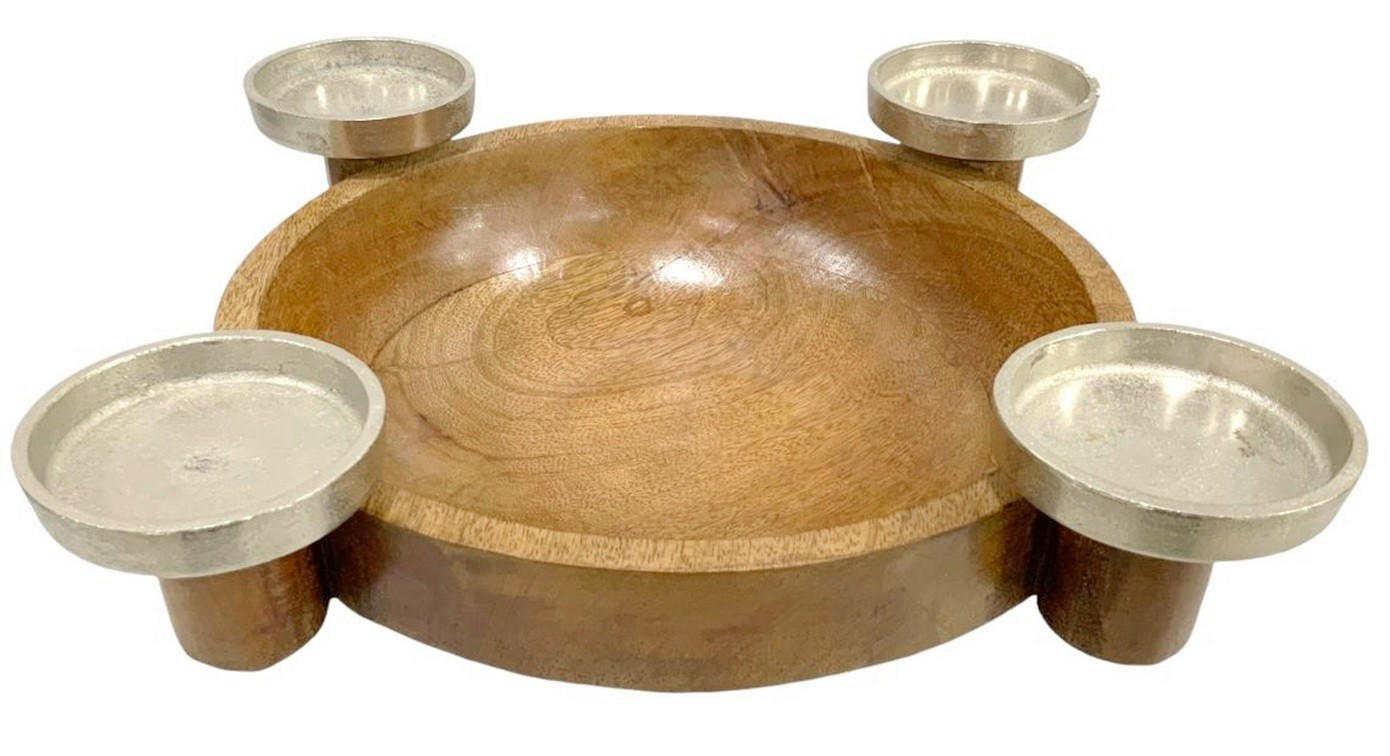 ADVENTSKRANZ  - Silberfarben/Braun, LIFESTYLE, Holz/Metall (37/8,5cm) - X-Mas