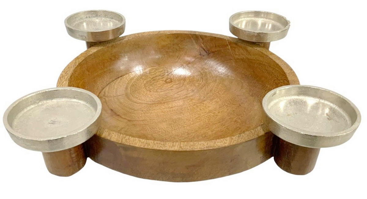 ADVENTSKRANZ  - Silberfarben/Braun, LIFESTYLE, Holz/Metall (37/8,5cm) - X-Mas