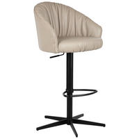 BARHOCKER Echtleder Schwarz, Taupe Eisen Sitzfläche 360° drehbar, inklusive Armlehnen, automatische Rückholfunktion  - Taupe/Schwarz, Design, Leder/Metall (57/96.5-114/58,5cm) - Dieter Knoll