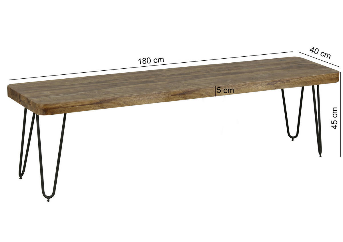 KLOP, les barve indijskega rožnega lesa  - črna/barve indijskega rožnega lesa, Moderno, kovina/les (180/45cm) - MID.YOU