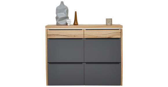 HÄNGESCHUHSCHRANK furniert, massiv Grau, Eichefarben  - Eichefarben/Anthrazit, Design, Holzwerkstoff/Metall (121/96/31cm) - Dieter Knoll