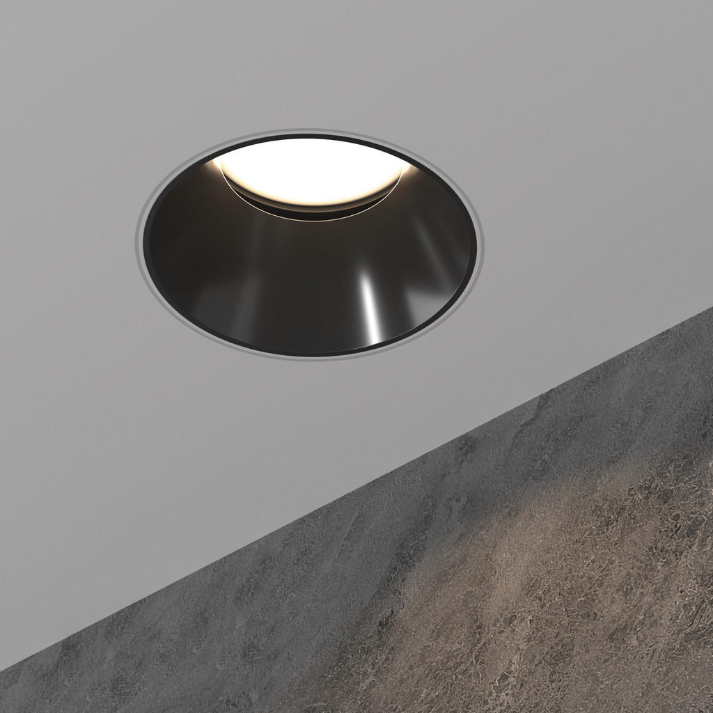 Thumbnail - Maytoni Deckenleuchte Downlight, Schwarz, Weiß, Metall, rund,rund, 10.2x3.7x10.2 cm, CE, gleichmäßige Lichtverteilung, L...