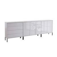 SIDEBOARD Mailand Set 7 + MF  in 263,5/86/33 cm  - Weiß Hochglanz/Anthrazit, MODERN, Holzwerkstoff/Metall (263,5/86/33cm) - MID.YOU