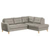 ECKSOFA in Lederlook Echtleder Platinfarben  - Platinfarben/Buchefarben, Design, Leder/Holz (236/190cm) - Livetastic