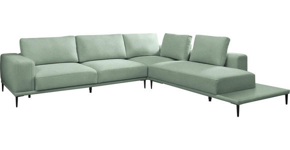 ECKSOFA  in Leinwand Mintgrün  318/271 cm  - Schwarz/Mintgrün, Design, Textil/Metall (318/271cm) - Belluti