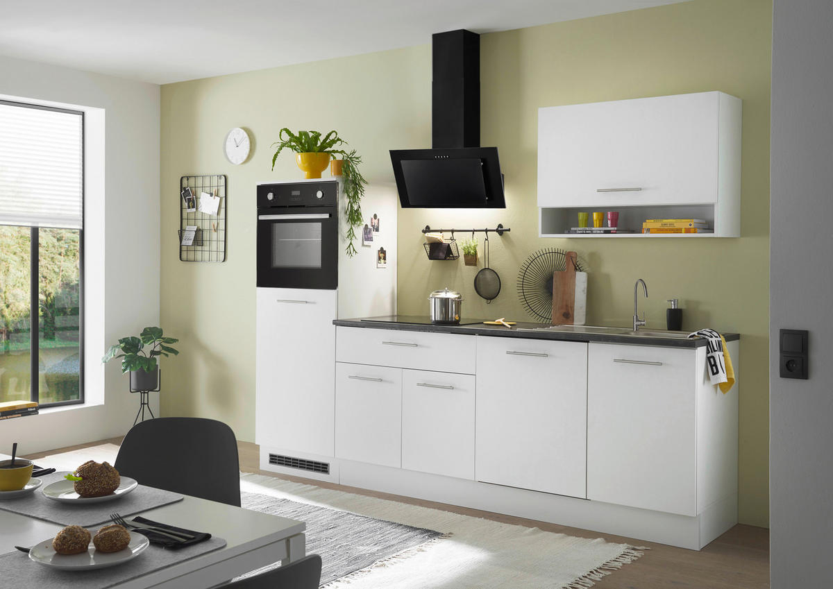 KÜCHENBLOCK 260 cm   in Weiß  - Anthrazit/Silberfarben, Basics, Holzwerkstoff/Metall (260cm) - MID.YOU