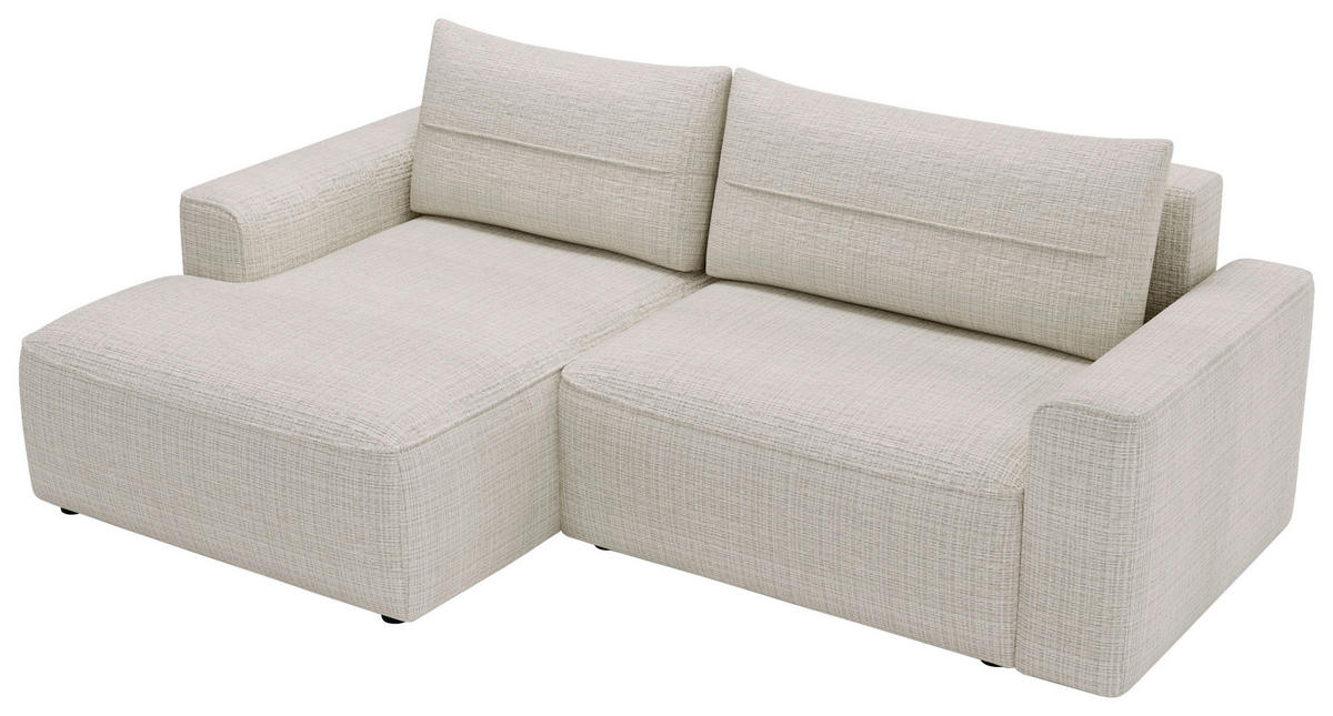ECKSOFA in Chenille Creme  - Creme/Schwarz, Design, Kunststoff/Textil (144/233cm) - Livetastic