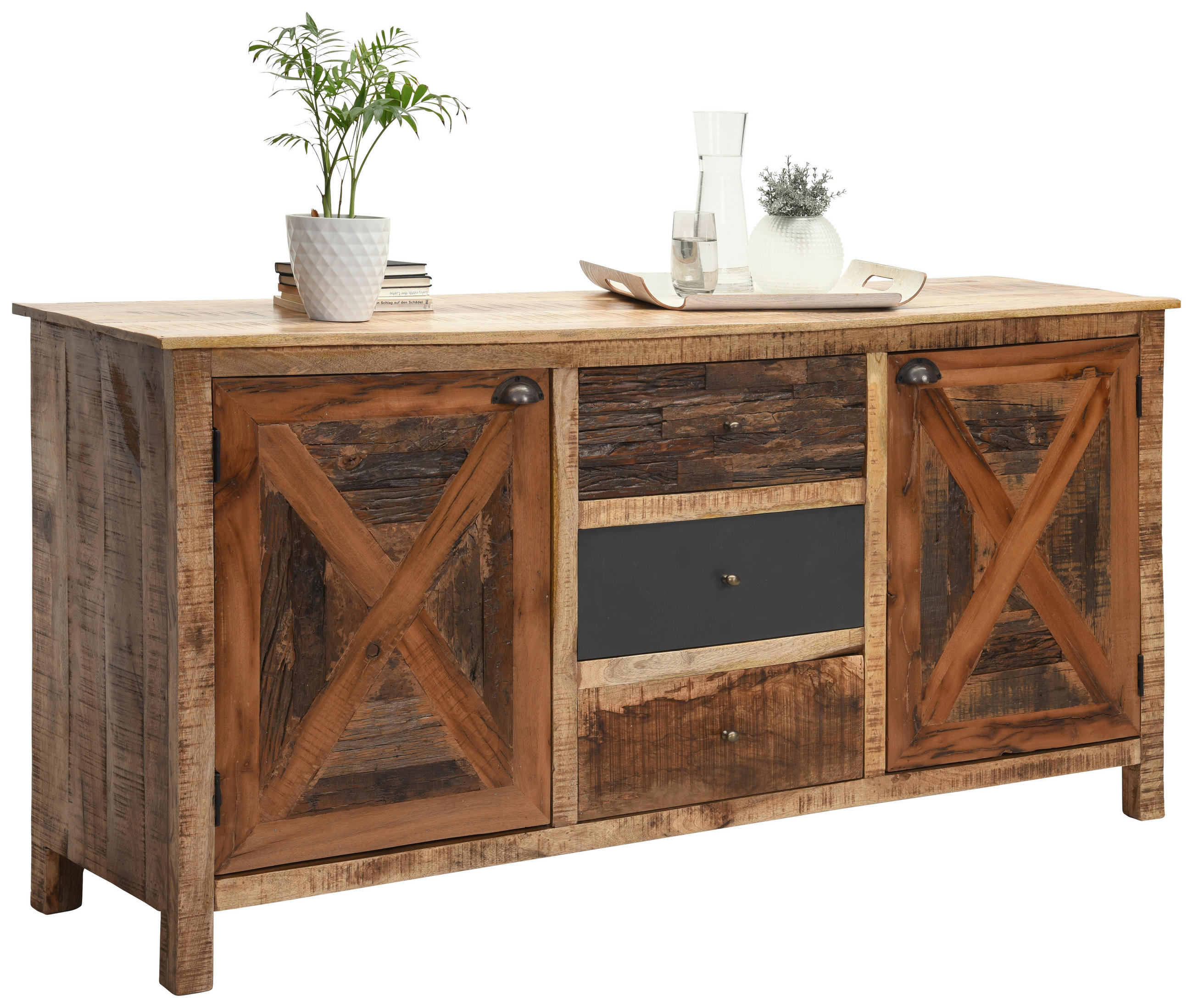 Landscape KOMODA, mangové drevo, hnedá, tmavohnedá, svetlohnedá, 175/85/45 cm