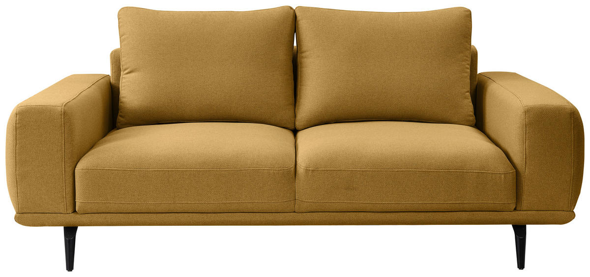 2-SITZER-SOFA in Webstoff Gelb  - Gelb/Schwarz, MODERN, Textil/Metall (202/89/115cm) - MID.YOU