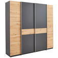 KLEIDERSCHRANK  in Graphitfarben, Eiche Artisan  - Silberfarben/Graphitfarben, KONVENTIONELL, Holzwerkstoff/Kunststoff (215/211/60cm) - Carryhome
