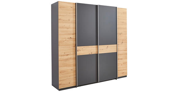 KLEIDERSCHRANK  in Graphitfarben, Eiche Artisan  - Silberfarben/Graphitfarben, KONVENTIONELL, Holzwerkstoff/Kunststoff (215/211/60cm) - Carryhome