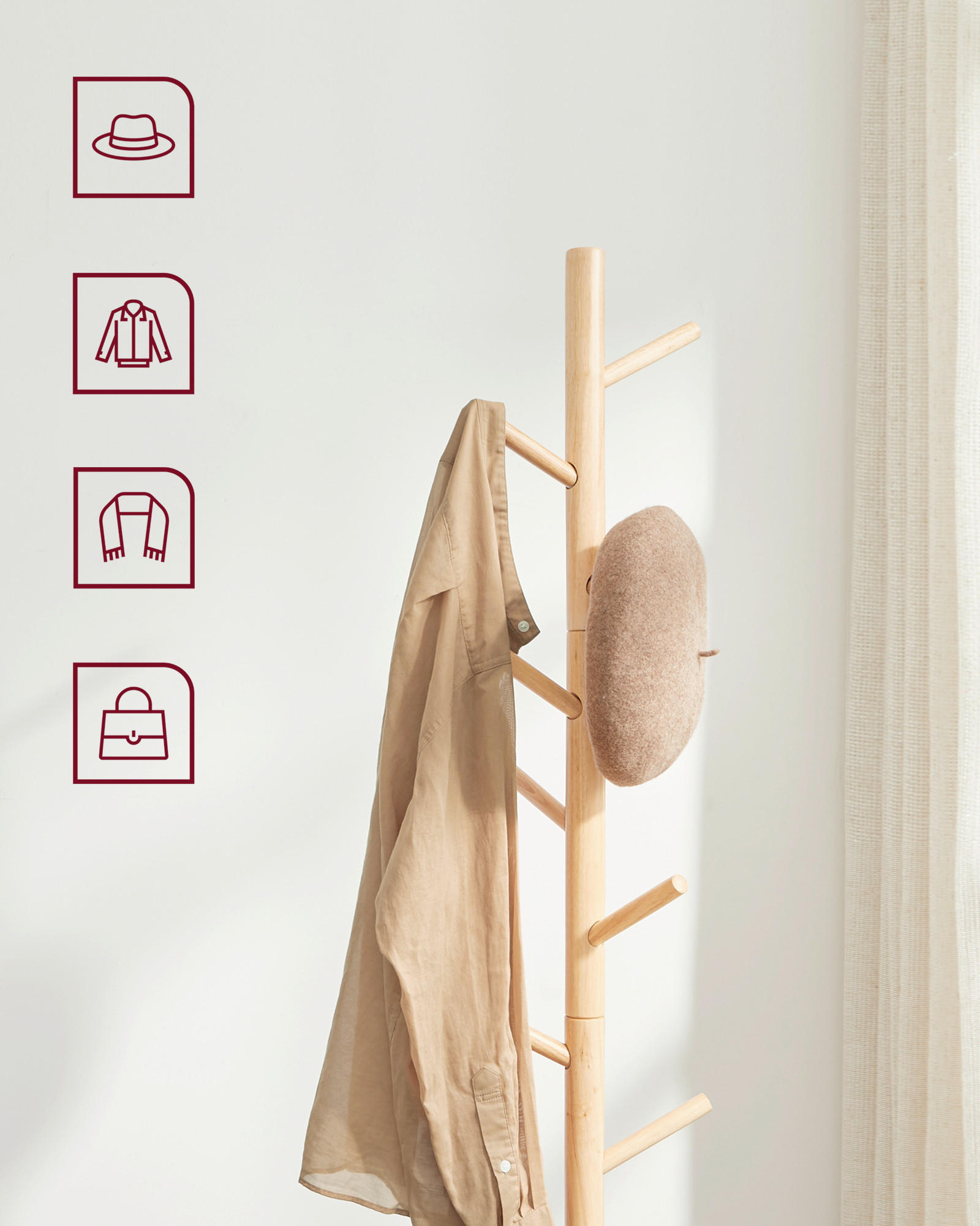 KLEIDERSTÄNDER in Ecru 47/175/47 cm   - Ecru, Basics, Holzwerkstoff (47/175/47cm)