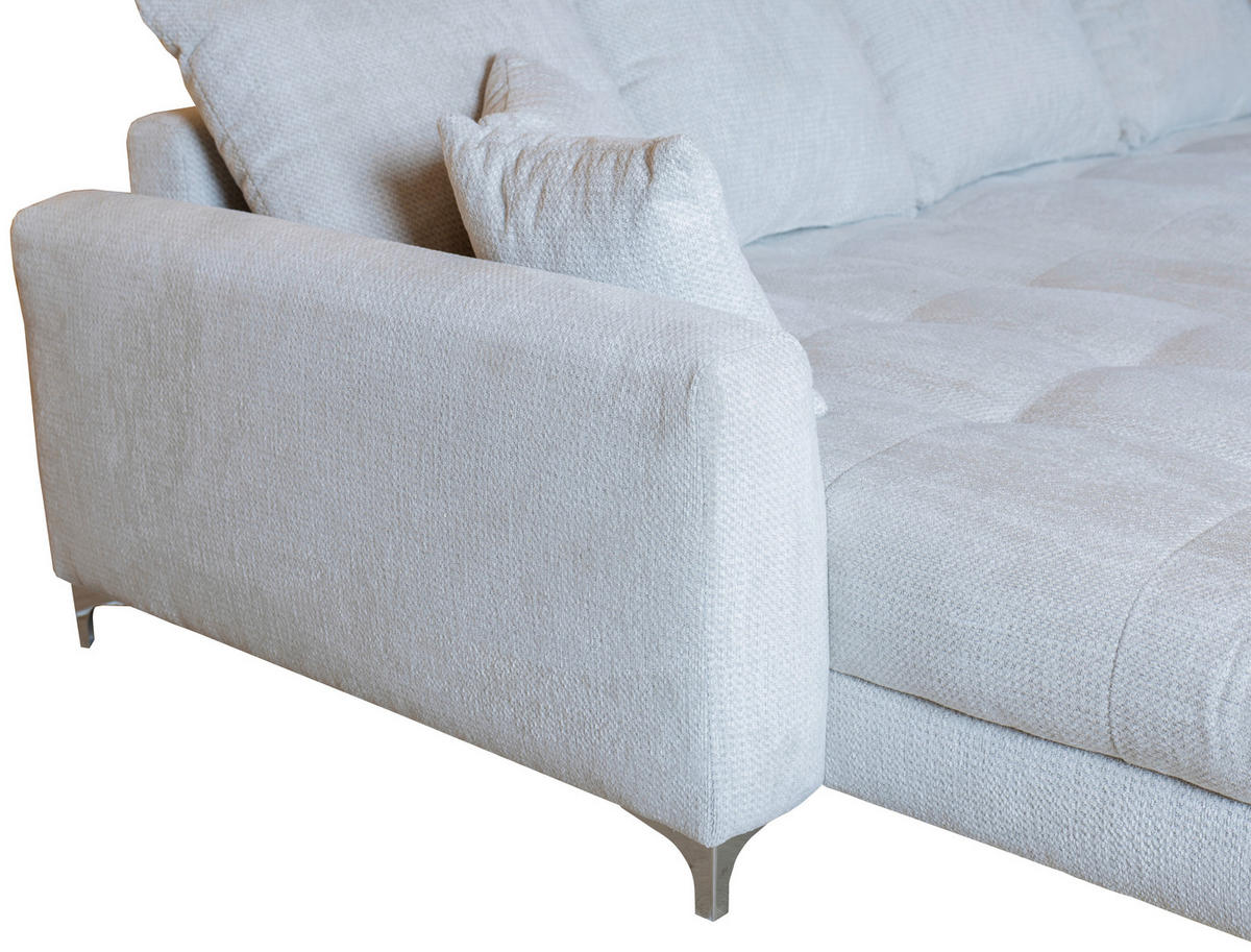 ECKSOFA in Chenille Greige  227/329 cm  - Chromfarben/Greige, KONVENTIONELL, Textil/Metall (227/329cm) - Carryhome