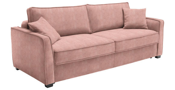 BOXSPRINGSOFA in Webstoff Rosa  - Schwarz/Rosa, Design, Holz/Textil (242/94/110cm) - Novel