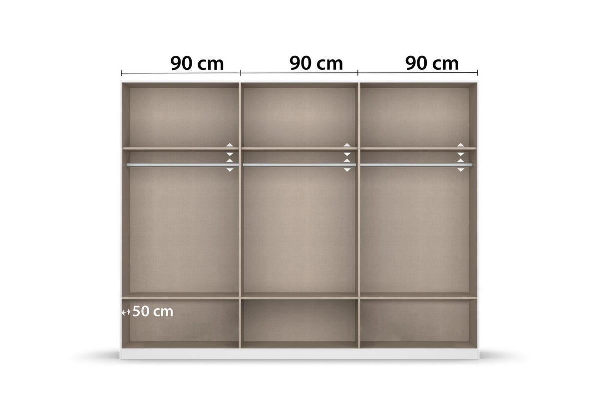 KLEIDERSCHRANK in Weiss, Eiche Artisan  - Weiss/Eiche Artisan, Basics, Holzwerkstoff/Metall (271/210/54cm) - Boxxx
