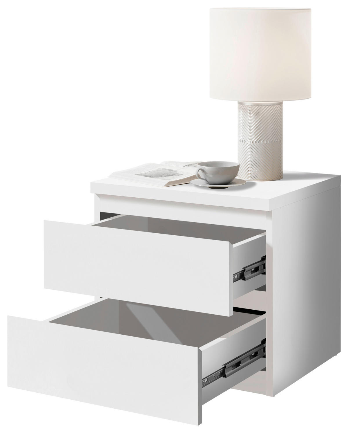 NOĆNI STOČIĆ bela  - bela/crna, Osnovno, pločasti materijal/plastika (45/43,6/38cm) - Carryhome