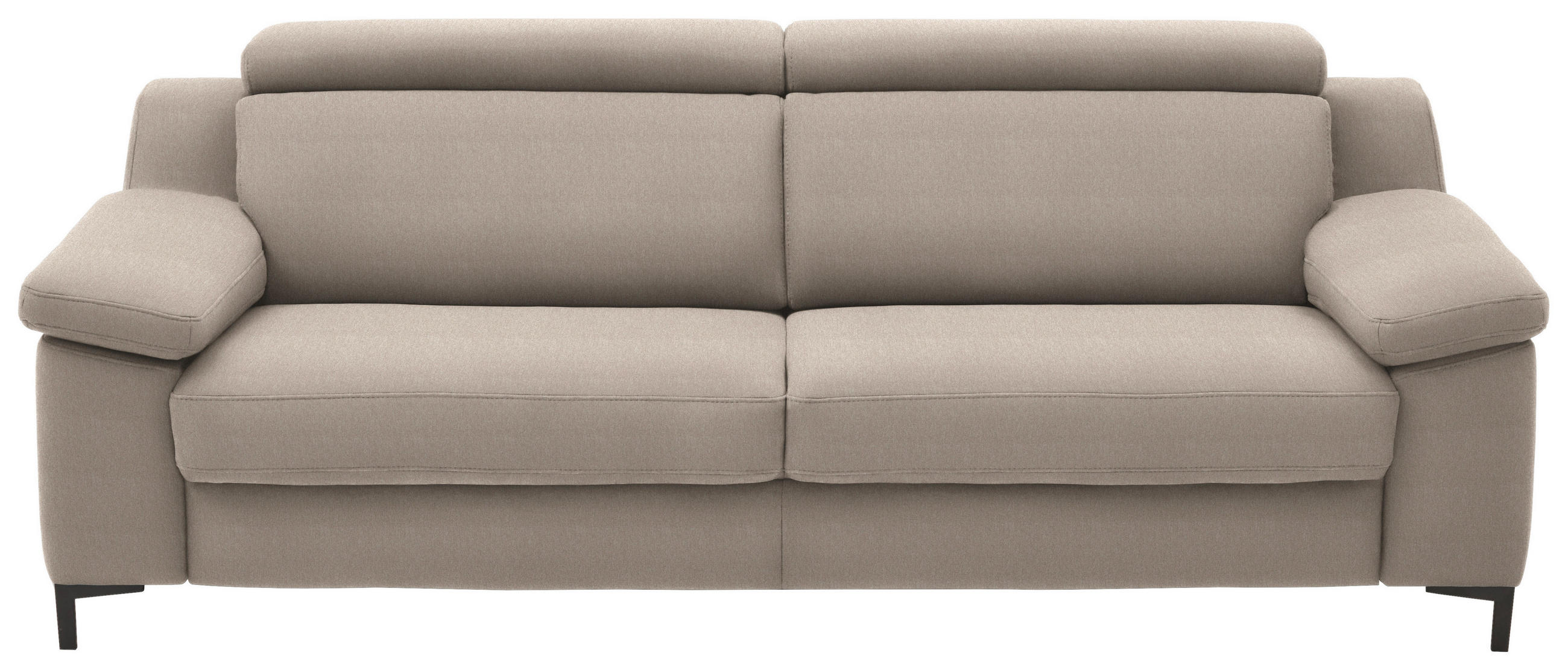 3-SITZER-SOFA in Chenille Greige  - Greige/Schwarz, Design, Textil/Metall (230/104/104cm) - Valdera