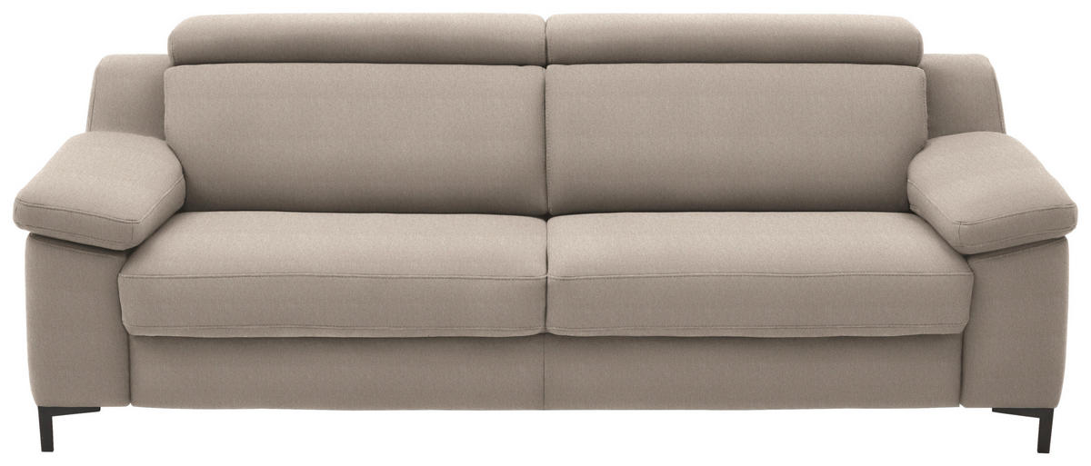 3-SITZER-SOFA in Chenille Greige  - Greige/Schwarz, Design, Textil/Metall (230/104/104cm) - Valdera