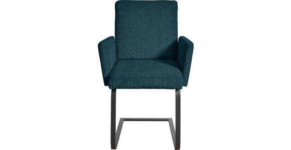 ARMLEHNSTUHL in Stahl Chenille - Schwarz/Dunkelblau, Design, Textil/Metall (56/92/60cm) - Dieter Knoll