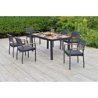 GARTENTISCHGRUPPE beschichtet Aluminium  - Graphitfarben/Grau, KONVENTIONELL, Kunststoff/Textil - Gardenson