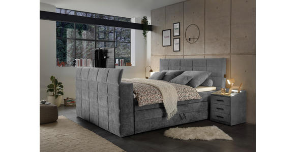 BOXSPRINGBETT 180/200 cm  in Dunkelgrau  - Dunkelgrau, KONVENTIONELL, Textil (180/200cm) - Carryhome