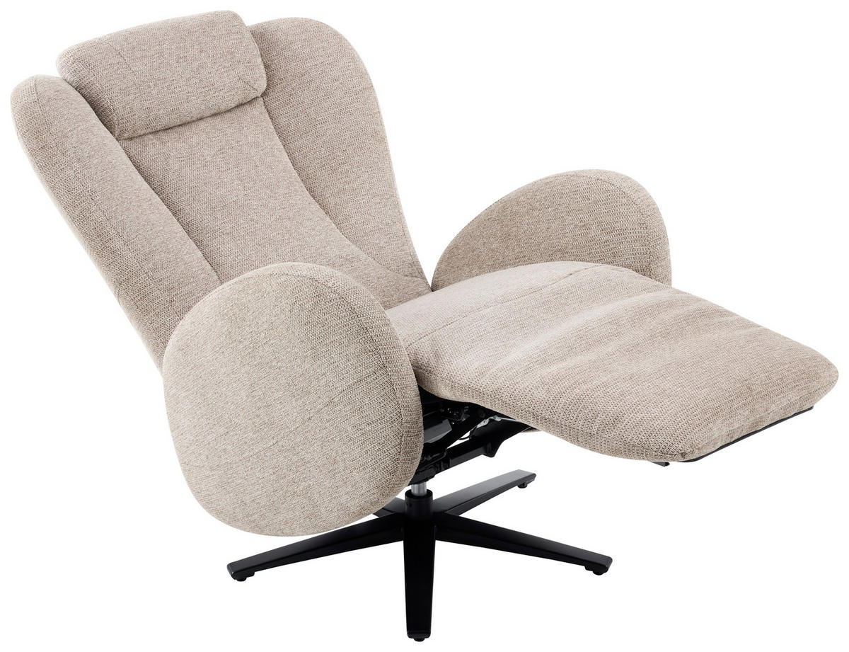 RELAXSESSEL Metall, Textil Schwarz, Taupe  - Taupe/Schwarz, Konventionell, Textil/Metall (77/109/89cm) - Stylife