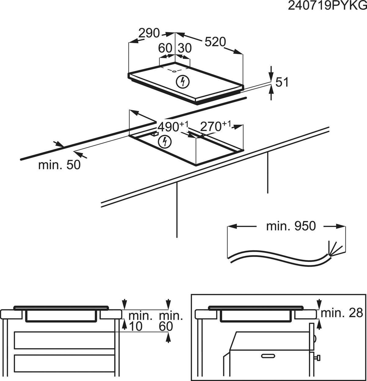 GLASKERAMIKKOCHFELD LHR3233CK  - Schwarz, Basics, Glas (29,0/3,8/52,0cm) - Electrolux