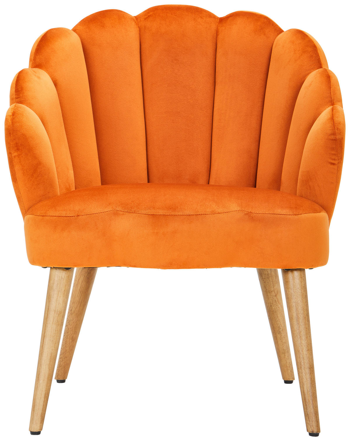SESSEL Samt Orange, Ecru    - Ecru/Orange, Design, Holz/Textil (67/80/65cm) - MID.YOU