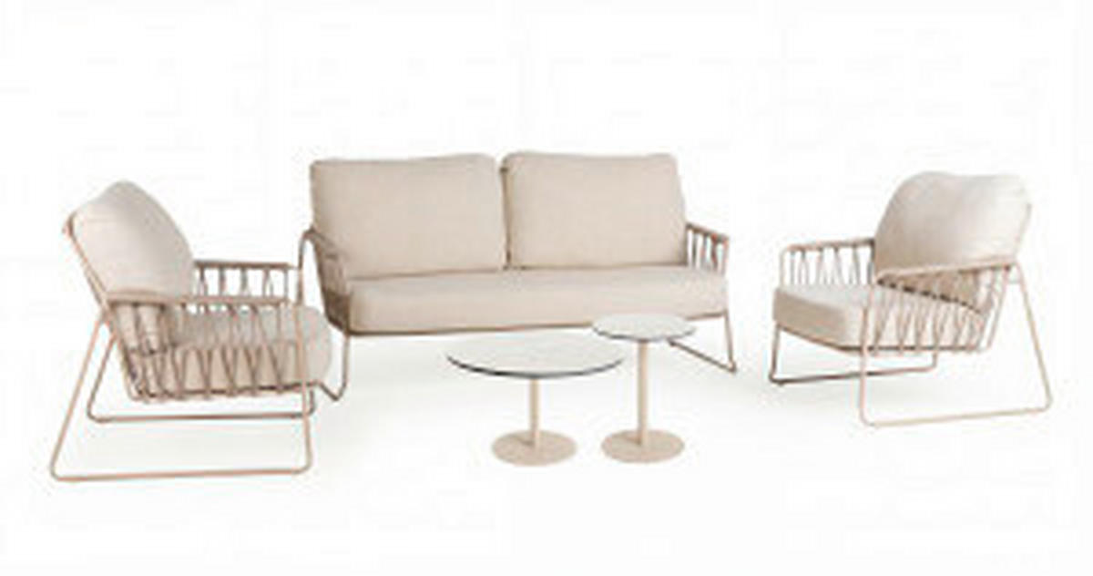 LOUNGETISCH  - Champagner/Grau, MODERN, Kunststoff/Metall (30/30/42cm) - Tierra Outdoor