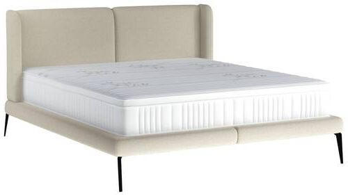 POLSTERBETT gepolstertes Kopfteil 180/200 cm  in Creme  - Creme/Schwarz, MODERN, Textil/Metall (180/200cm) - Livetastic