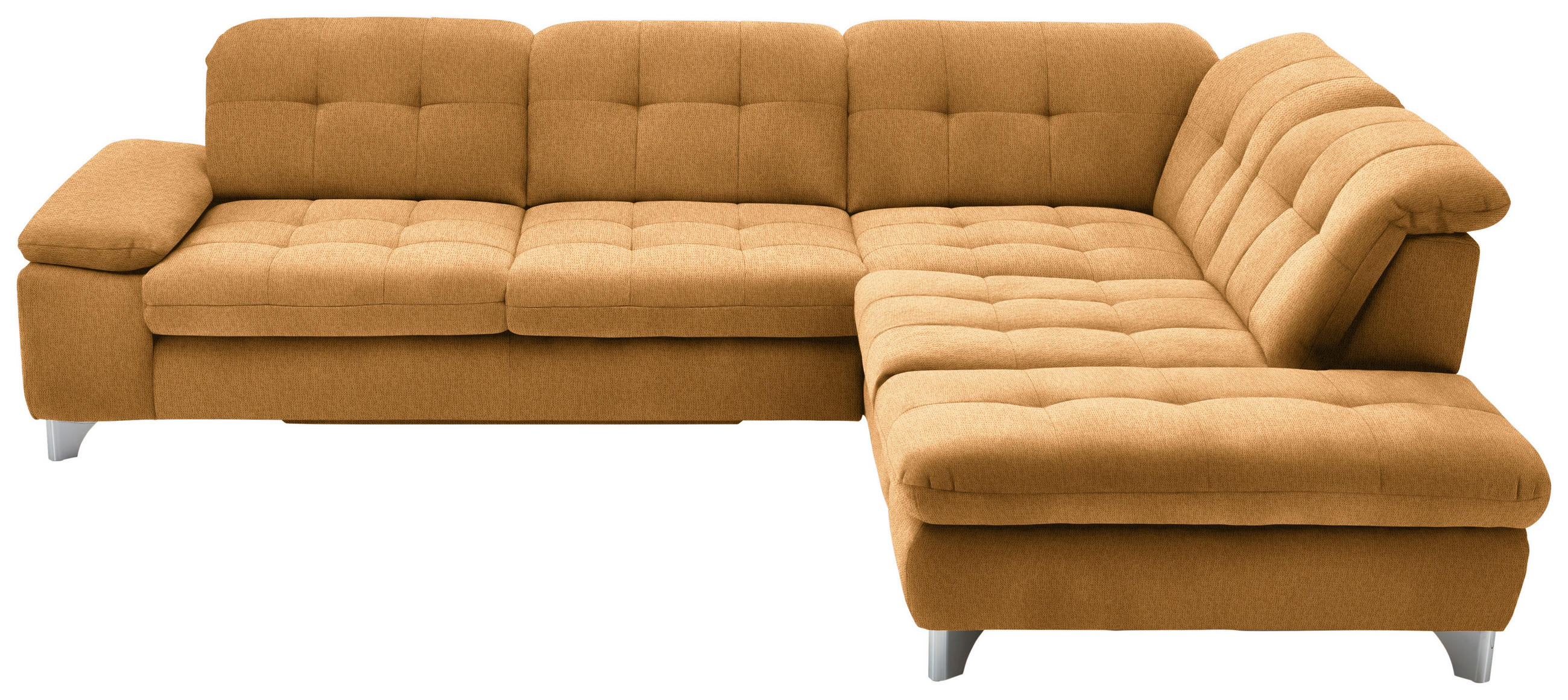 ECKSOFA in Chenille Currygelb  - Chromfarben/Currygelb, Design, Textil/Metall (310/260cm) - Beldomo Speed