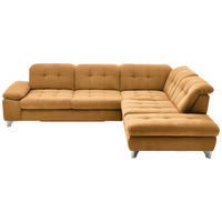 ECKSOFA in Chenille Currygelb  - Chromfarben/Currygelb, Design, Textil/Metall (310/260cm) - Beldomo Speed