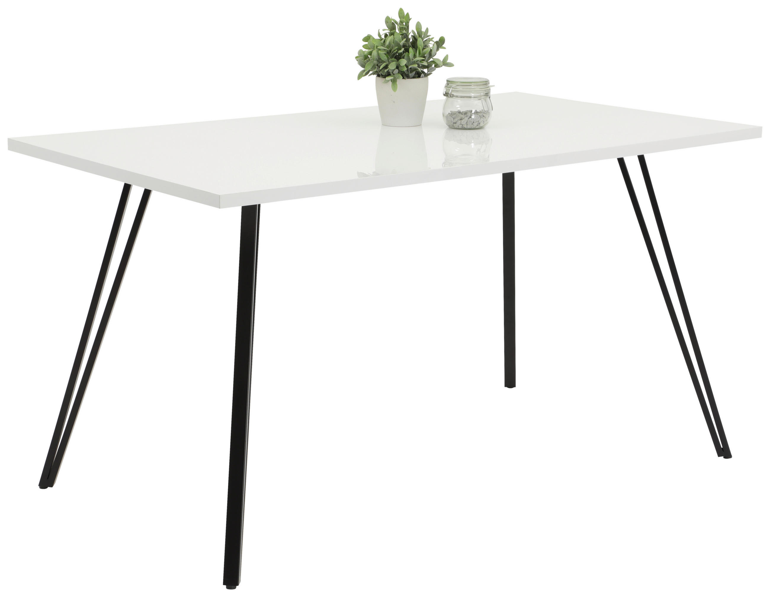 ESSTISCH in Holzwerkstoff 140/80/75 cm  - Weiß Hochglanz/Schwarz, KONVENTIONELL, Holzwerkstoff/Metall (140/80/75cm) - Carryhome