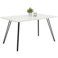ESSTISCH 140/80/75 cm Nachbildung  Holzwerkstoff rechteckig Weiß Hochglanz  - Weiß Hochglanz/Schwarz, KONVENTIONELL, Holzwerkstoff/Metall (140/80/75cm) - Carryhome