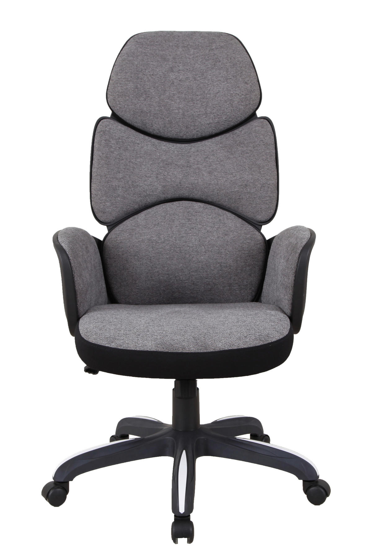 KANCELÁRSKE KRESLO, tkaná textília, sivá, čierna, biela - čierna/sivá, Konventionell, kov/textil (64/118,5-128/69cm) - Carryhome